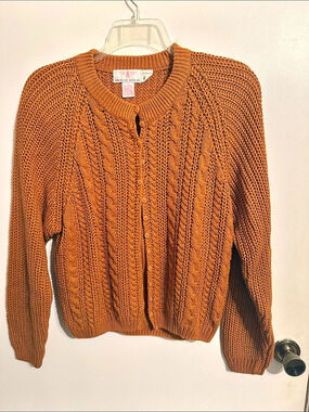 American Weekend Cable Knit Cardigan Brown Medium Like New